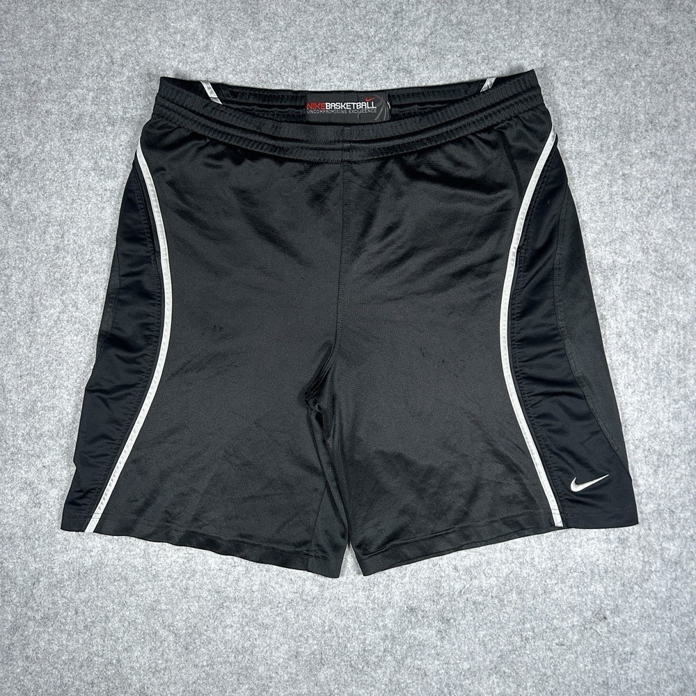 Vintage‎ Nike Basketball Shorts Mens 2XL XXL Black Silky Dazzle Drawstring 2000s